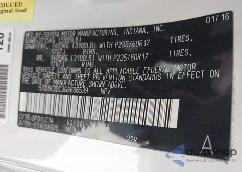 2016 Toyota Sienna Xle 8 Passenger из США, поврежденный, VIN 5TDYK3DC3GS696539